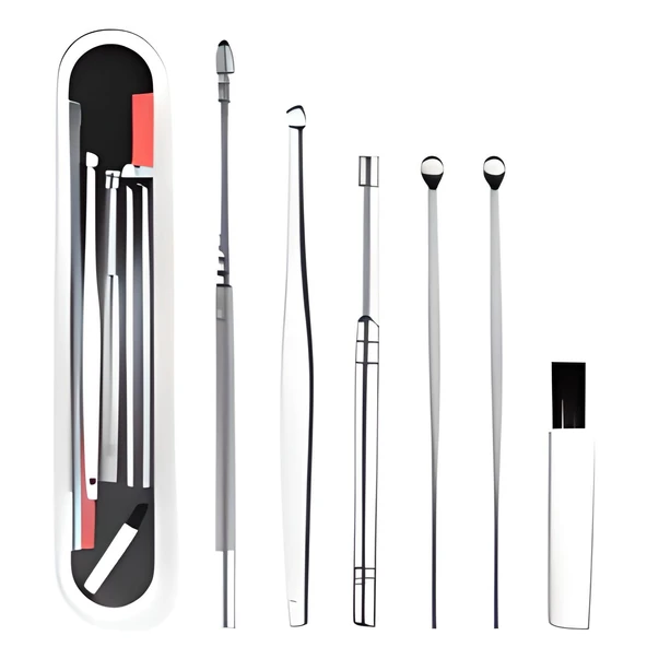 6 Parça Paslanmaz Çelik Kulak Balmumu Toplayıcı Çıkarıcı Temizleyici Bakımı Çubuk Seti ürün görseli