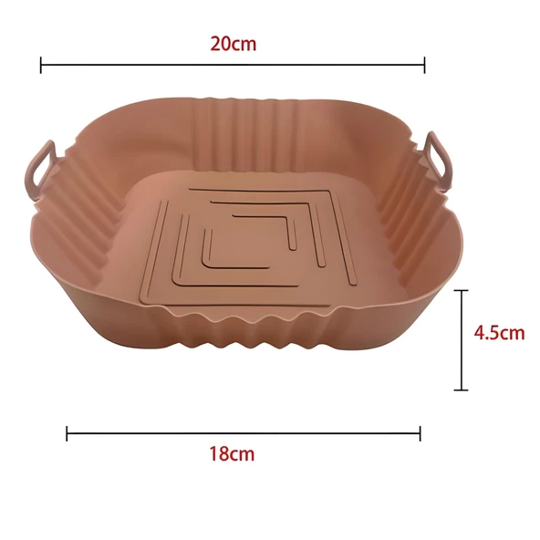 Renkli Isıya Dayanıklı Yıkanılabilir Silikon Fırın Ve Airfryer Kare Model Pişirme Matı 20 Cm Vizon - Resim 3