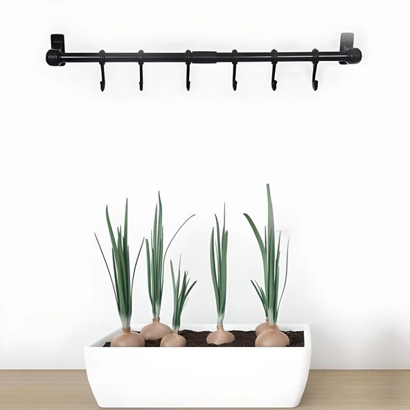 Duvara Monte Edilen 6 Kancalı Dekor Kaşıklık ve Kupa Askısı - Resim 5