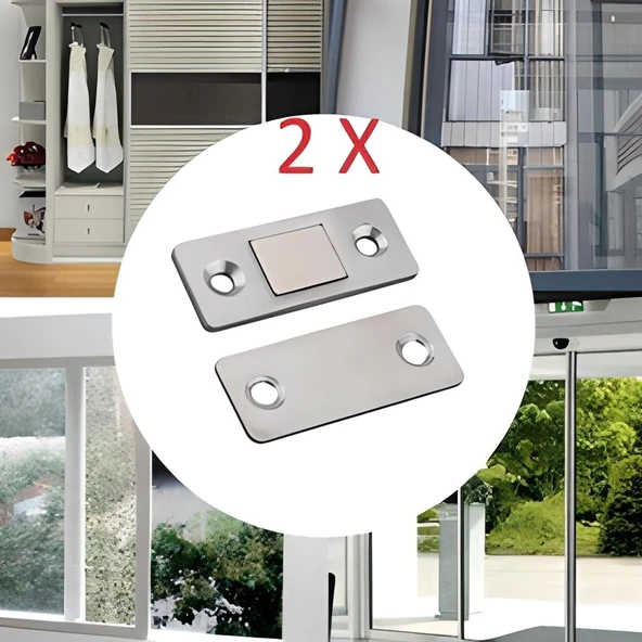 2 Çift Çok Amaçlı Kapı Kapak Dolap Çekmece Mobilya Durdurucu Kapatıcı Mıknatıslar - Resim 3