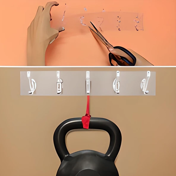 5′li Güçlü Yapışkanlı Şeffaf Duvar Askısı Banyo Mutfak Düzenleyici Pratik Askılık - Resim 3