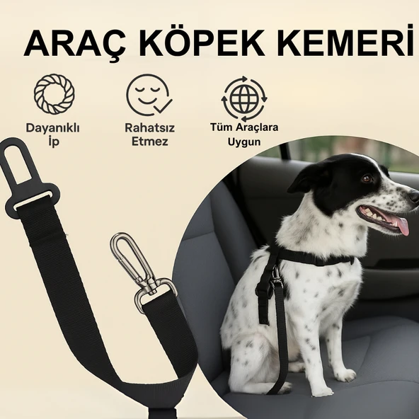 Beylini Köpek Araç Emniyet Kemeri Dayanıklı Kopmaz İp Toka Güvenli Rahat Kedi Köpek Emniyet Kemeri 80 CM ürün görseli 1
