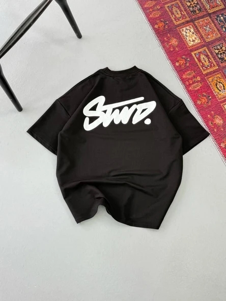 Erkek Baskılı Oversize T-shirt - Siyah - Resim 2