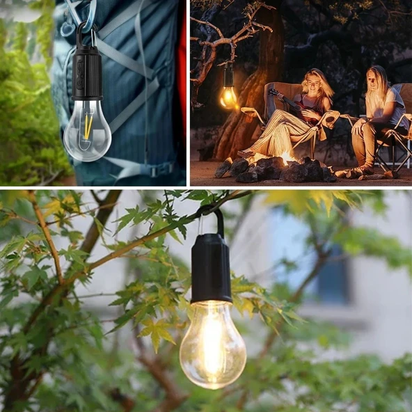 BUFFER® Şarj Olabilen 3 Farklı Mod LED'li Kendiliğinden Asma Kancalı Kamp,Dış Cephe Lambası - Resim 4