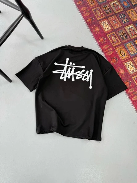 Erkek Baskılı Oversize T-shirt - Siyah - 2