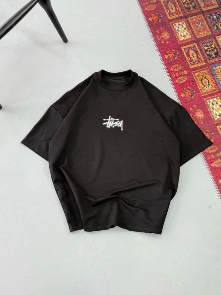 Erkek Baskılı Oversize T-shirt - Siyah - 1
