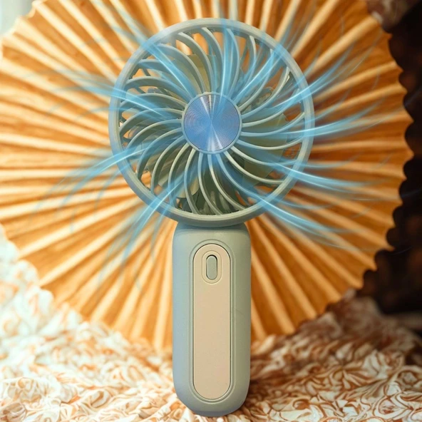 BUFFER® Masa Üstü Standlı USB ile Şarj Olabilen 3 Ayarlı Fan Modlu Çanta Tipi El Fanı - 5