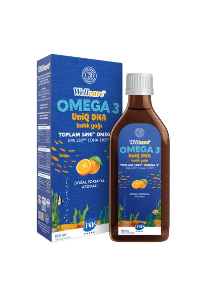 Wellcare Uniq Dha Omega 3 Doğal Portakal Aromalı Balık Yağı - 150 ML ürün görseli
