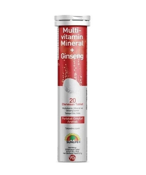 Sunlife Multivitamin & Mineral + Ginseng Efervesan 20 Tablet ürün görseli