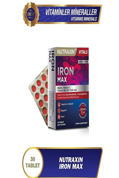 Nutraxin Iron Max Takviye Edici Gıda 30 Tablet ürün görseli