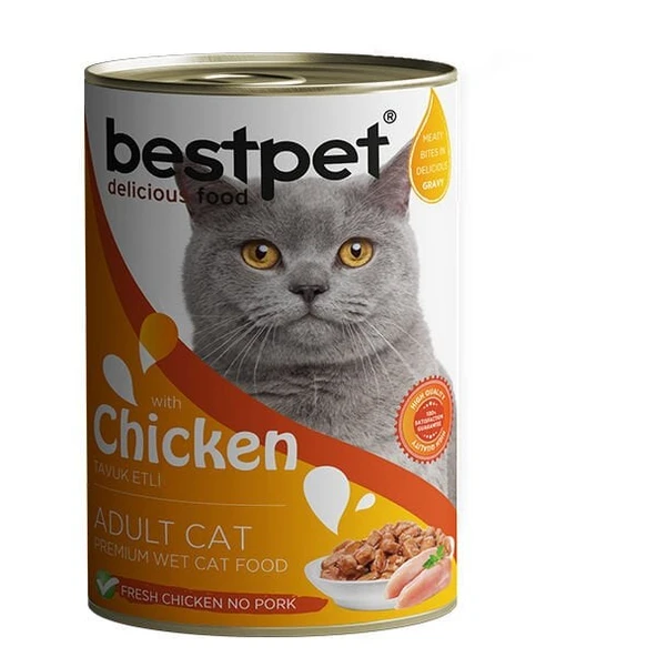 Bestpet Tavuklu Jöleli Yetişkin Konserve Kedi Maması 400 Gr ürün görseli