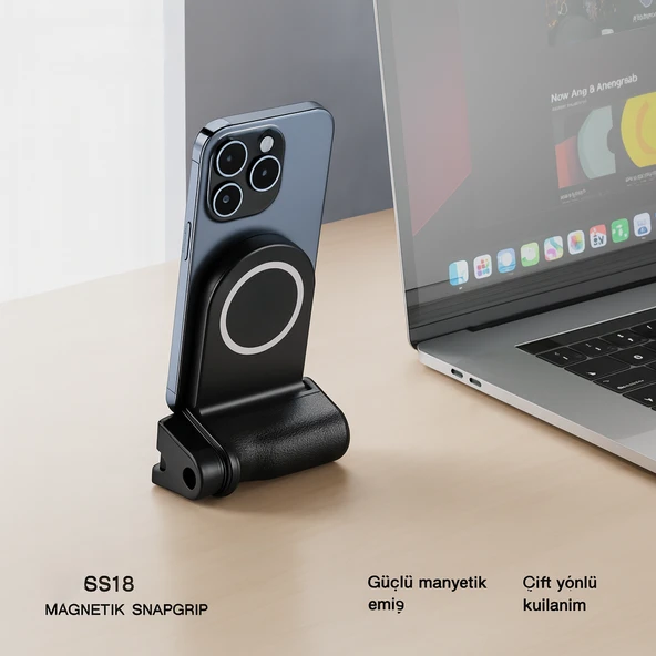 SS18 MagSafe ile Uyumlu Bluetooth Telefon Deklanşör Grip Yayıncı Fotoğrafçılar  Gezginler İçin - 5