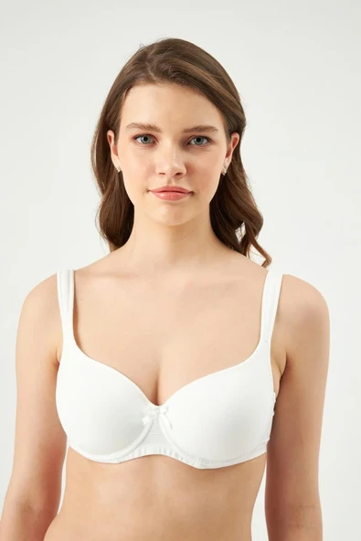 Eros 100 Ekru Lıly Toparlayıcı Kulaklı Boş Cup Tek Sütyen ürün görseli 1