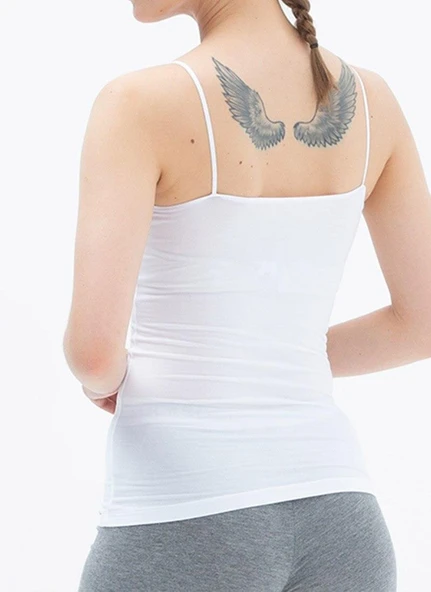 Blackspade 1628 Beyaz Silver Modal İp Askılı Kadın Atlet - Resim 2