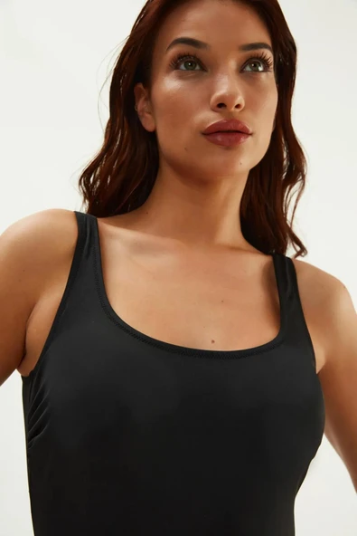 Eros 2620 Siyah U Yaka Kalın Askılı Mayo - Resim 3