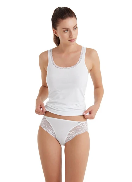 Blackspade 1448 Beyaz Modal Dantelli Slip ürün görseli 1