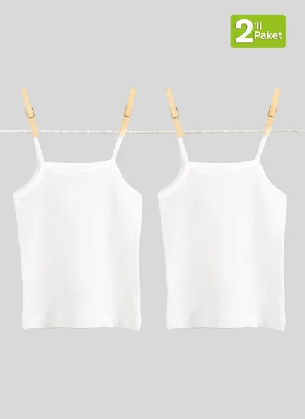 Blackspade 1296 Beyaz Pamuklu İp Askılı Kız Çocuk Atlet ürün görseli 1