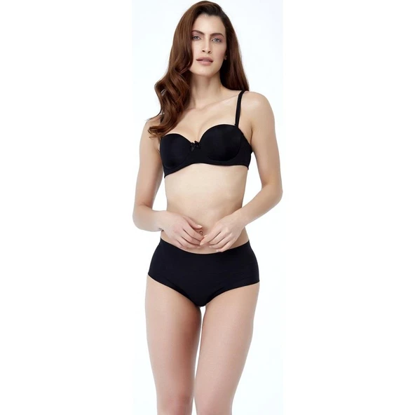 Golshan 128-028 Siyah Gabriella Desteksiz Toparlayıcı Straplez Sütyen ürün görseli 1