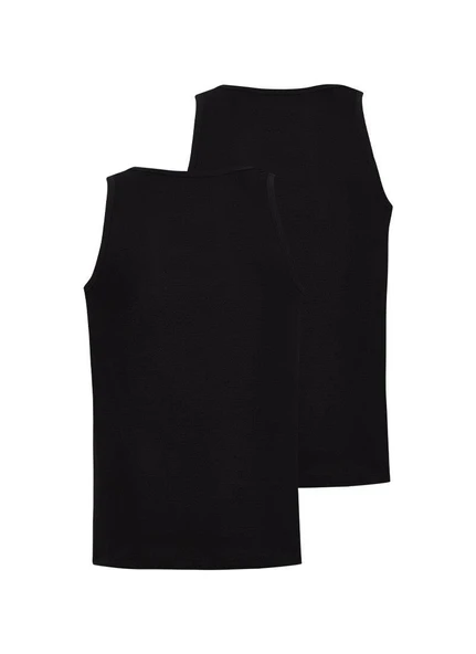 Blackspade 9225 2'Li Paket Siyah Pamuklu Erkek Atlet - Resim 2