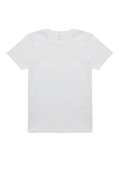 Eros 032 2'Li Beyaz Paket Pamuklu Yuvarlak Yaka Kısa Kollu Erkek T-Shirt ürün görseli 1