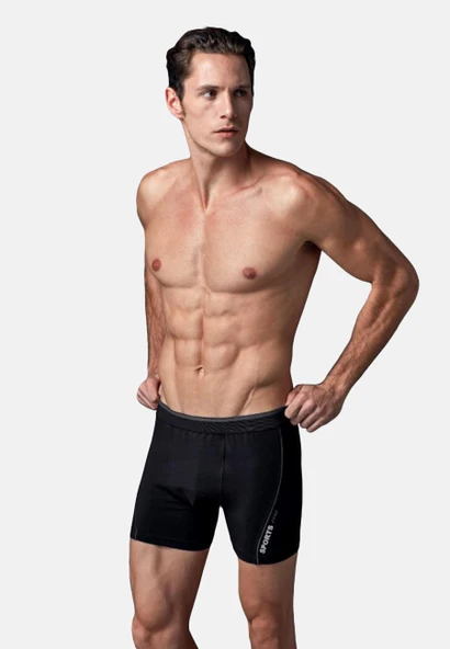 Eros 014 Siyah Likralı Uzun Erkek Boxer ürün görseli 1