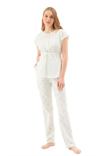 Eros 30770 Beyaz Pamuklu Kadın Askılı Şort Takım ürün görseli 1