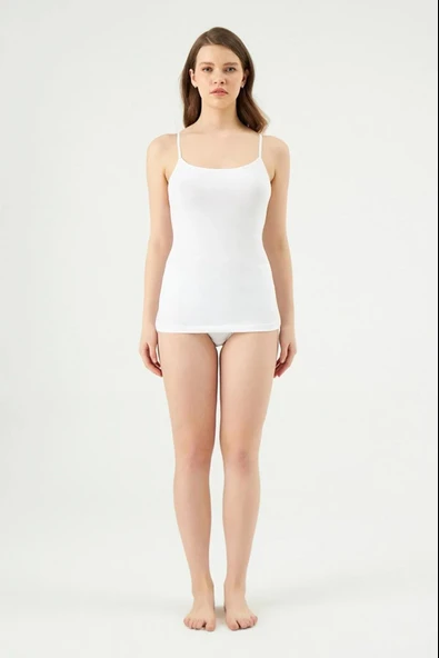 Eros 600 Beyaz 2'Li Paket Liralı Ayarlanabilir İp Askılı Kadın Atlet ürün görseli 1