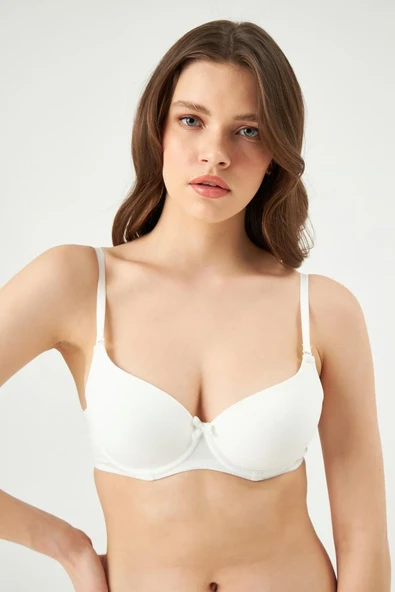 Eros 110 Ekru Rose Kulaklı Boş Kap Tek Sütyen - Resim 3