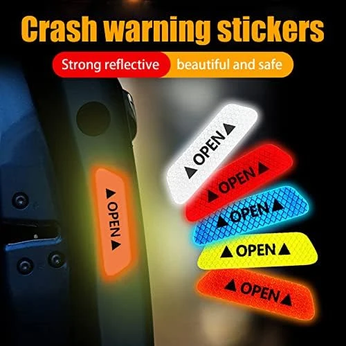 Araba Kapı Açık Uyarı Reflektörü Etiket Sticker 4'lü 9.5x2.5cm Sarı - 2
