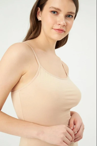 Eros 600 Ten 2'Li Paket Likralı Ayarlanabilir İp Askılı Kadın Atlet - Resim 2