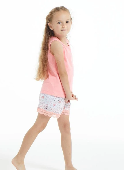 Blackspade 50812 Neon Pembe Pamuklu Kalın Askılı Kız Çocuk Şort Takım ürün görseli