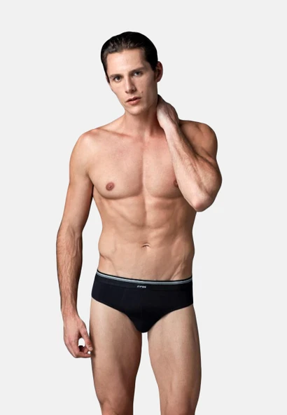 Eros 007 2'Li Paket Siyah Likralı Erkek Slip ürün görseli 1