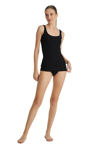 Blackspade 1614 Siyah Ribana Kalın Askılı Kadın Atlet - Resim 3