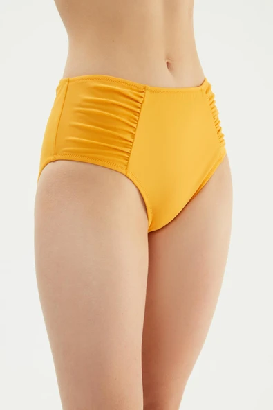 Eros 2514 Hardal Yüksek Bel Drapeli Bikini Altı - 1