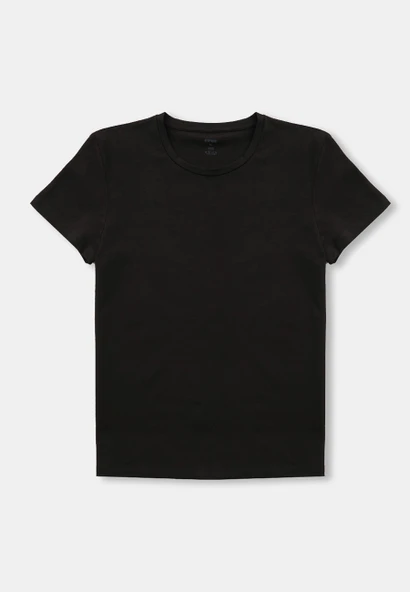 Eros 004 2'Li Siyah Paket Likralı Yuvarlak Yaka Kısa Kollu Erkek T-Shirt - Resim 2