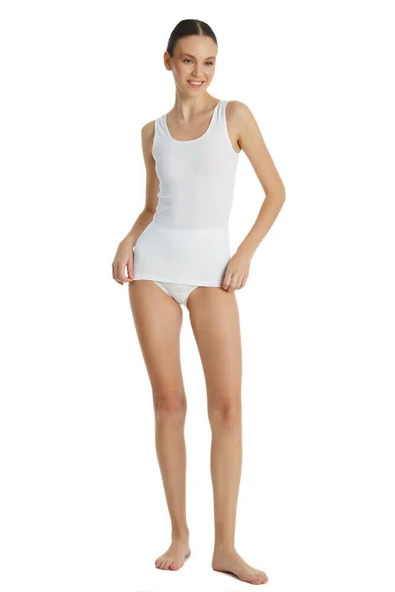 Blackspade 1950 Beyaz Likralı Kalın Askılı Kadın Atlet ürün görseli 1