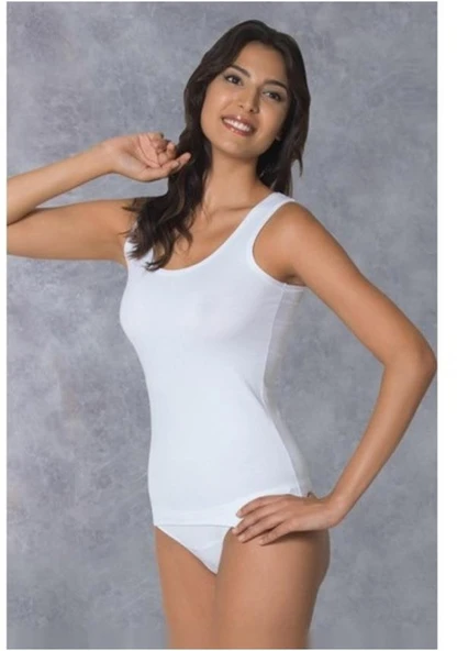 Doreanse 9636 Beyaz Modal Geniş Askılı Kadın Atlet ürün görseli 1