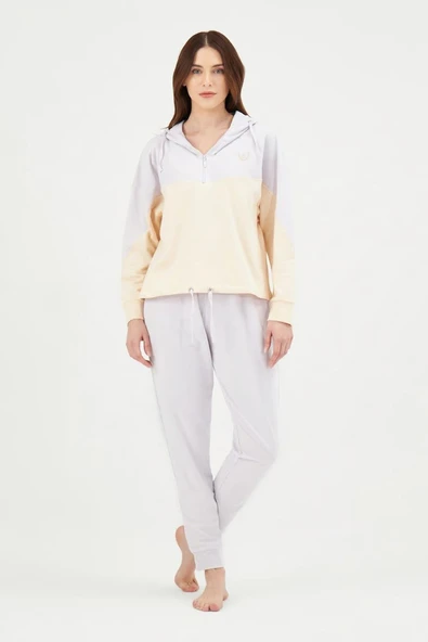 Eros 29740 Lila Pamuklu Yarım Fermuarlı Kadın Eşofman Takımı - Resim 2