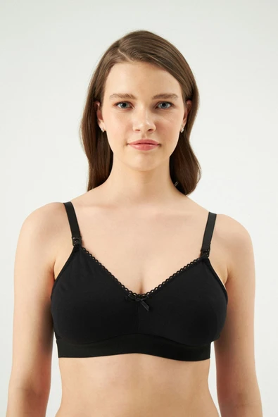 Eros 500 Siyah Pamuklu Balensiz Emzirme Sütyeni - Resim 3