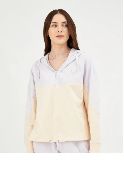 Eros 29740 Lila Pamuklu Yarım Fermuarlı Kadın Eşofman Takımı - Resim 3