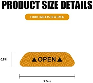 Araba Kapı Açık Uyarı Reflektörü Etiket Sticker 4'lü 9.5x2.5cm Sarı - 5