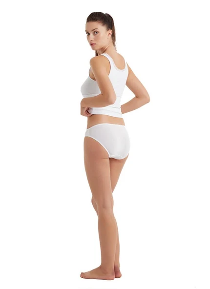 Blackspade 1364 Beyaz Modal Dantel Detaylı İnce Askı Kadın Atlet - Resim 2