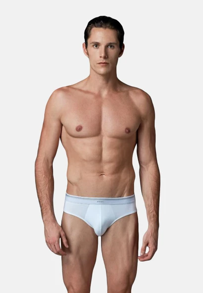 Eros 007 2'Li Paket Beyaz Likralı Erkek Slip ürün görseli 1