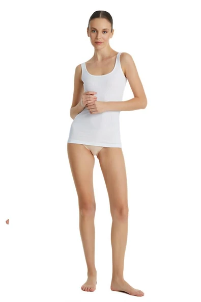 Blackspade 1614 Beyaz Ribana Kalın Askılı Kadın Atlet ürün görseli 1