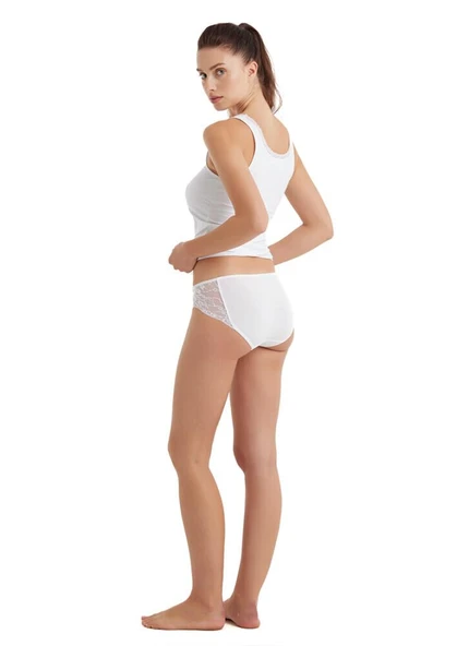 Blackspade 1448 Beyaz Modal Dantelli Slip - Resim 3