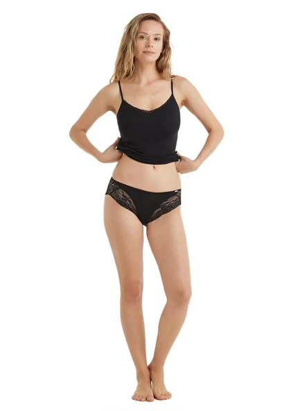 Blackspade 1448 Siyah Modal Dantelli Slip - Resim 2