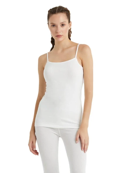 Blackspade 1261 Beyaz Termal İp Askılı Kadın Atlet - Resim 2