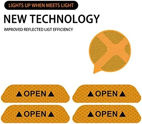 Araba Kapı Açık Uyarı Reflektörü Etiket Sticker 4'lü 9.5x2.5cm Sarı - 3