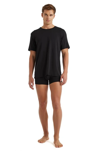 Blackspade 9306 Siyah Silver Modal Yuvarlak Yaka Kısa Kollu Erkek T-Shirt - Resim 2