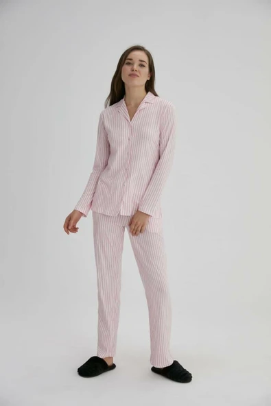 Eros Çizgili Bayan Pijama Takımı Pembe 2 Pijama Takımı ürün görseli 1